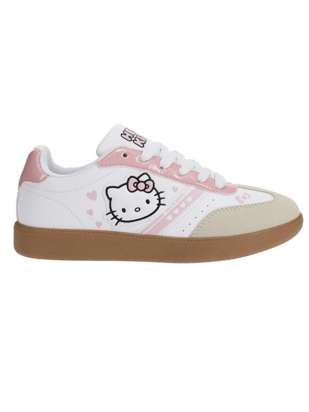 Hello Kitty White Pink Girls Sneakers Tan Gum Sole